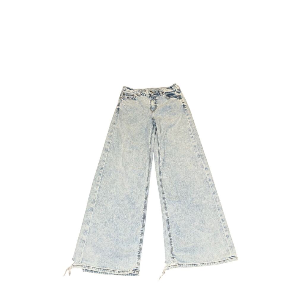 American Eagle Super High Rise Baggy Wide Leg Jeans Women’s 4 Regular Distressed